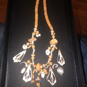 Artisan Shell and Bead Necklace in Earthy Tones